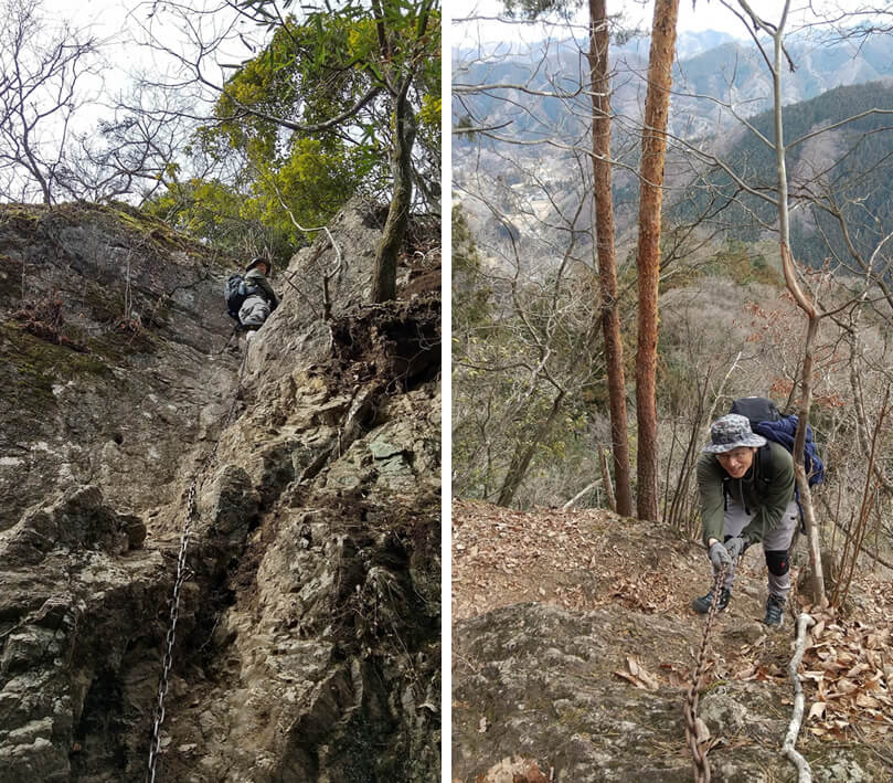 鎖場登山の様子